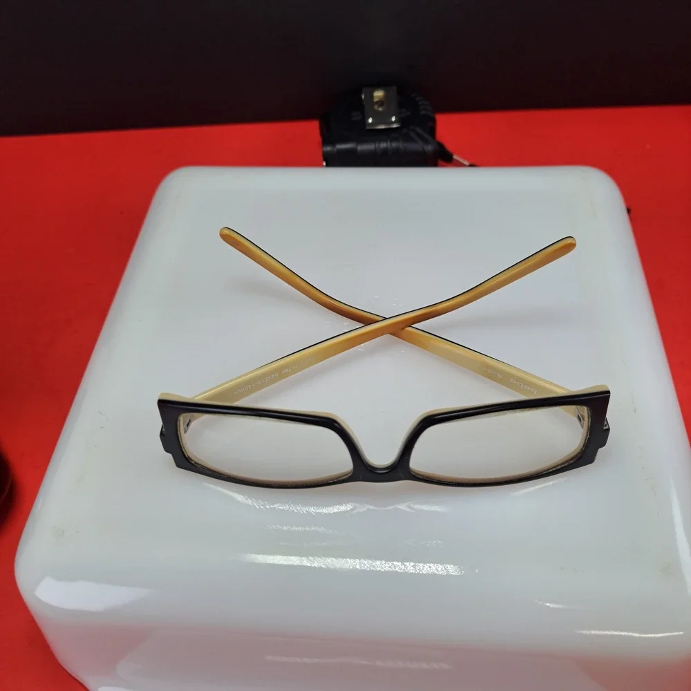 Bebe Rock-it Eyeglasses Womens 52-15-140 Black Tan Excellent Rectangular Frames